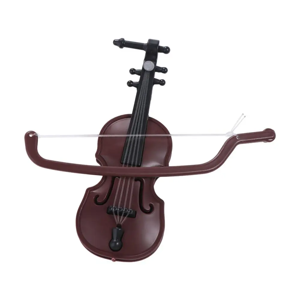 Simulation Violin Furniture Mini Violins Ornament 1/12 Plastic Miniature Violin Home Decor Crafts Brown Violin Model