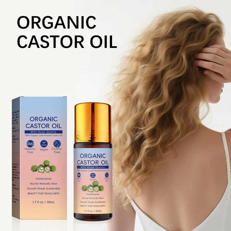 

Green Castor Hair Oil for Frizzy Dry Hair Smooth Shiny Organic Roll on Hair Care Oil
