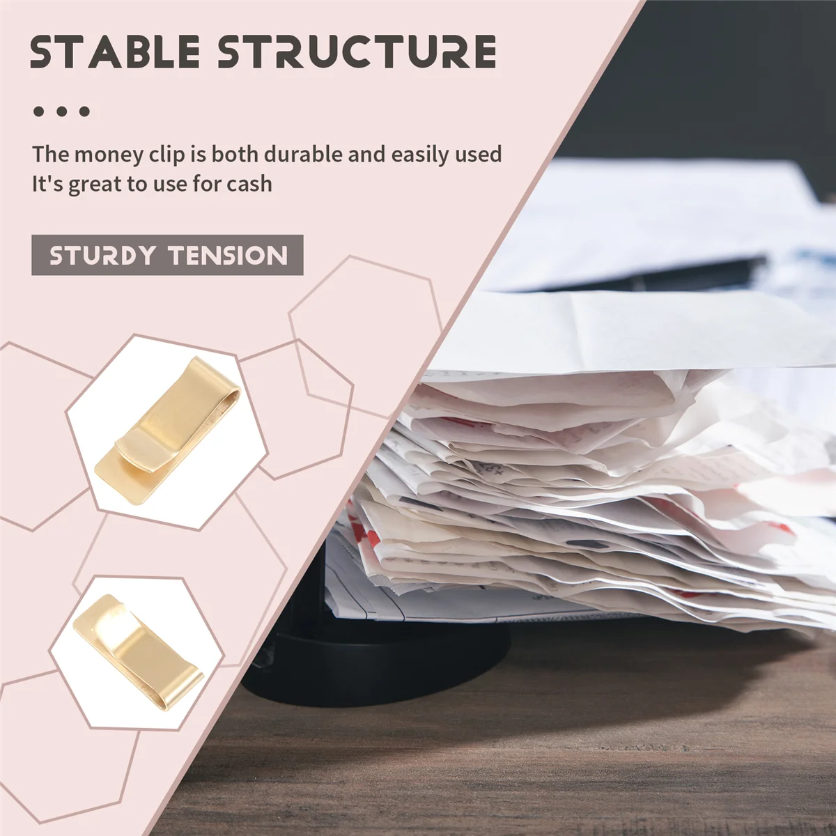 F-3C 패션 황동 머니 클립 간단한 달러 현금 ID 카드 클램프