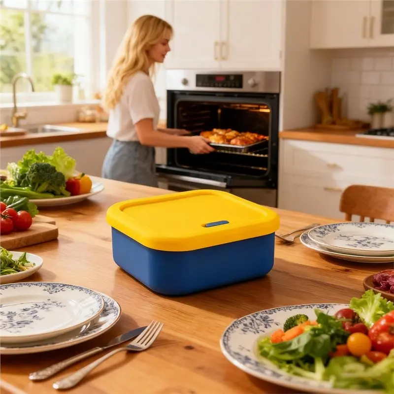 【PRICE-DROP!】Airtight-Silicone Containers With Lids-Lunch Box Featuring Exhaust Valve, Freezer Storage For Fruit Salad Home Use