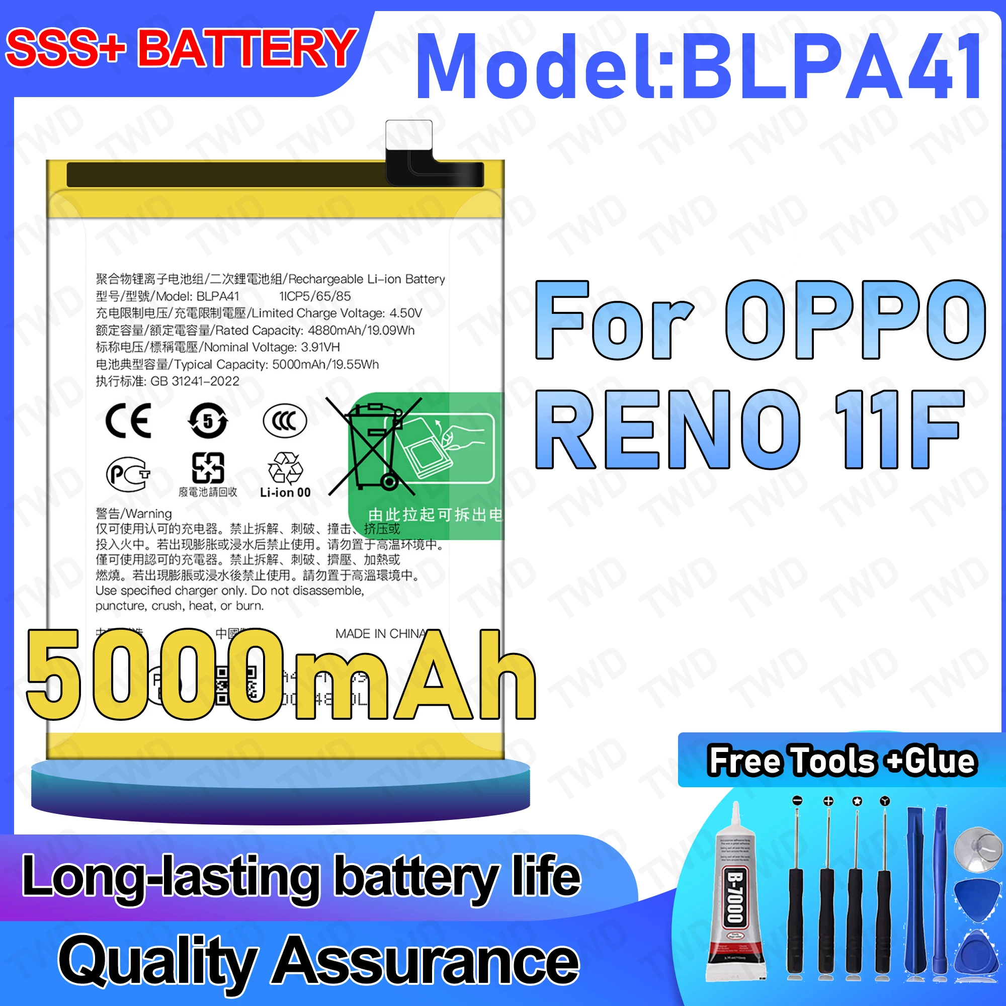 

BLPA41 Large capacity 5000mAh Battery For OPPO Reno 11F Batteries New High Quanlity+Free Tools
