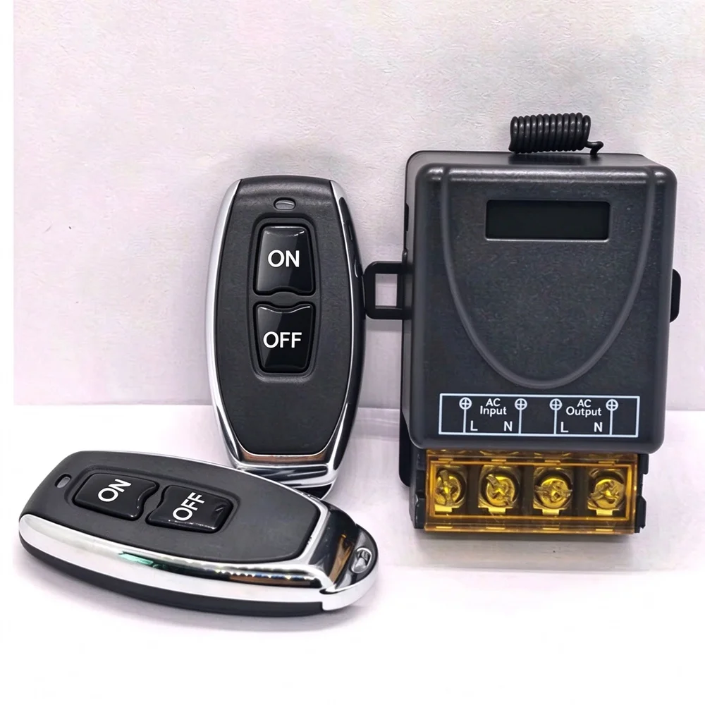 Wireless Switch 433MHz RF Remote Control Receiver On Off AC 220V 30A Relay for Ventilation Pump Fan Light Motor Battery Outage