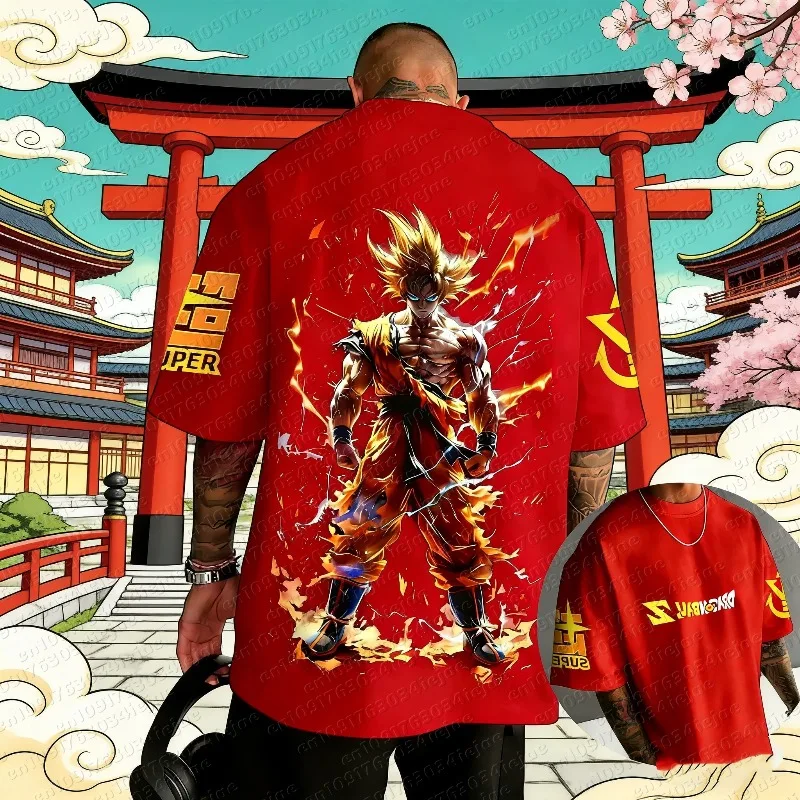 Dragon Ball Anime T-Shirt 2026 Sommer Baumwolle Vegeta-Print für Männer und Frauen Harajuku Locker Lässig Eltern-Kind Kurzarm-Shirt