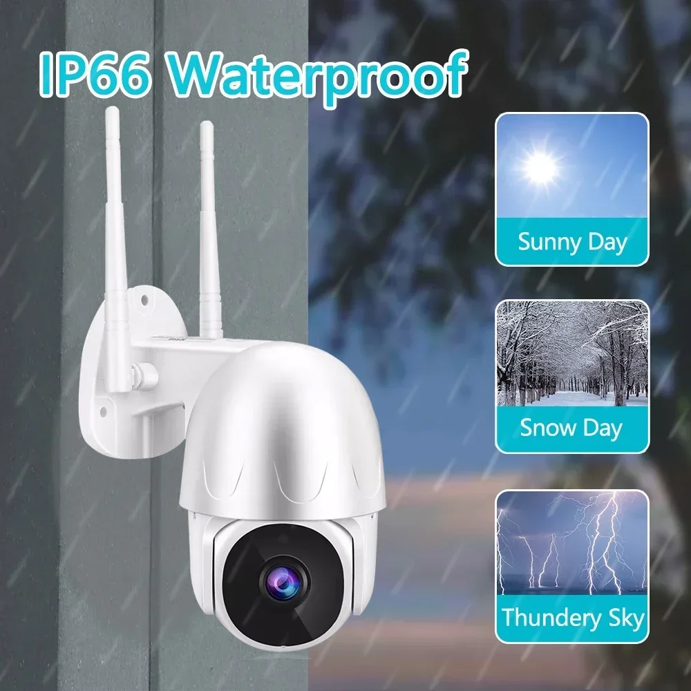 5MP PTZ WiFi IP Wireless Camera Tuya Smart Outdoor Home Security 4X Zoom Auto Tracking Dome Camera CCTV Video Surveillance