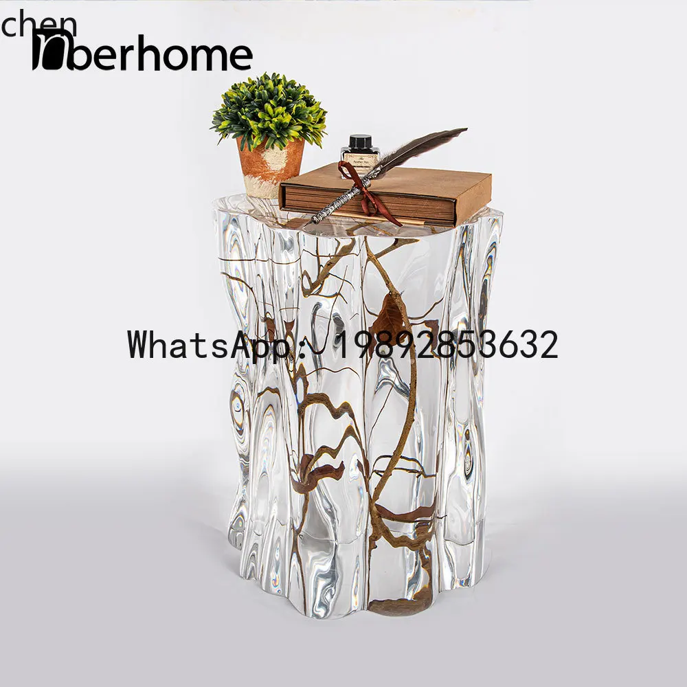 platinum crystal pier non-epoxy resin crystal stool tea stool