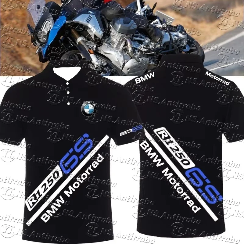 BMW دراجة نارية قميص بولو تي شيرت رجالي على الطرق الوعرة قميص بولو مطبوع الصيف الرياضة امتصاص العرق تنفس التجفيف السريع