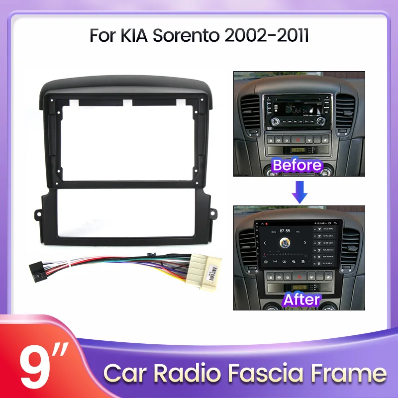 Tomostrong NEW Android Car Radio Frame cable Kit For Kia Sorento BL 2002 - 2011 Stereo Dash Fascia Trim Bezel Faceplate Auto