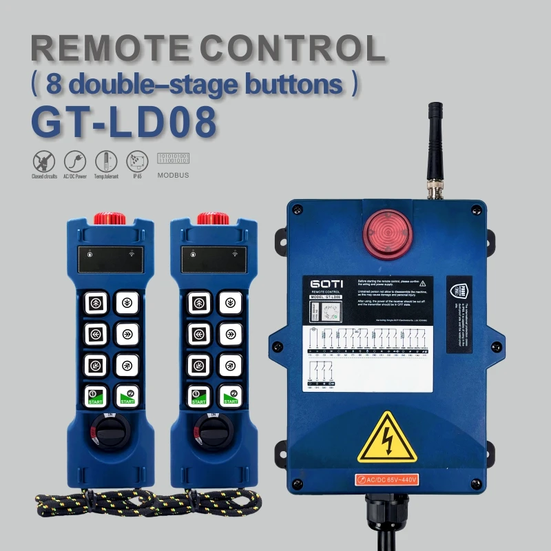 GT-LD08 Industrial Wireless Crane Hoist Remote Control Switch Double Speed 8 Channel Replace UTING F24-8D F26-A3 TELEcontrol