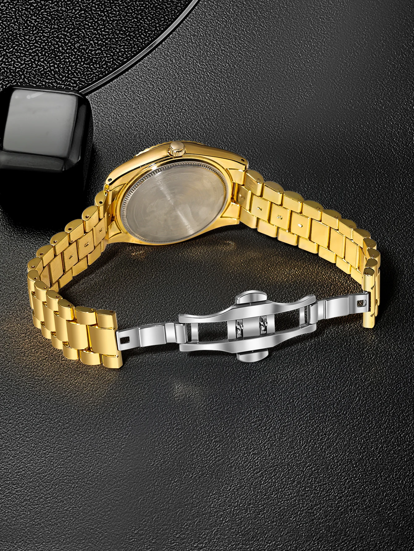 TOMI Neue Herrenuhr Brosche Ring Geschenkbox Set Luxus Business Edelstahlarmband Herren Kalender Casual Quarzuhr Reloj – Detail 16