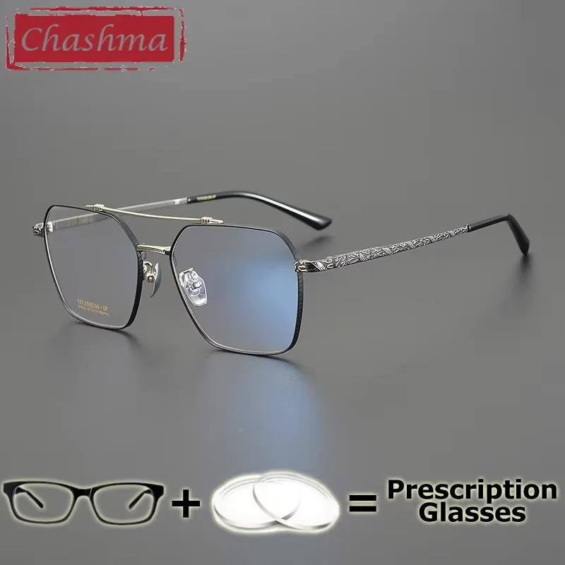 57mm Men Oversize Glasses Myopia Pure Titanium Male Presbyopia Wide Optical Eyewear Frame Reading Eyeglasses Multifocal Lenses