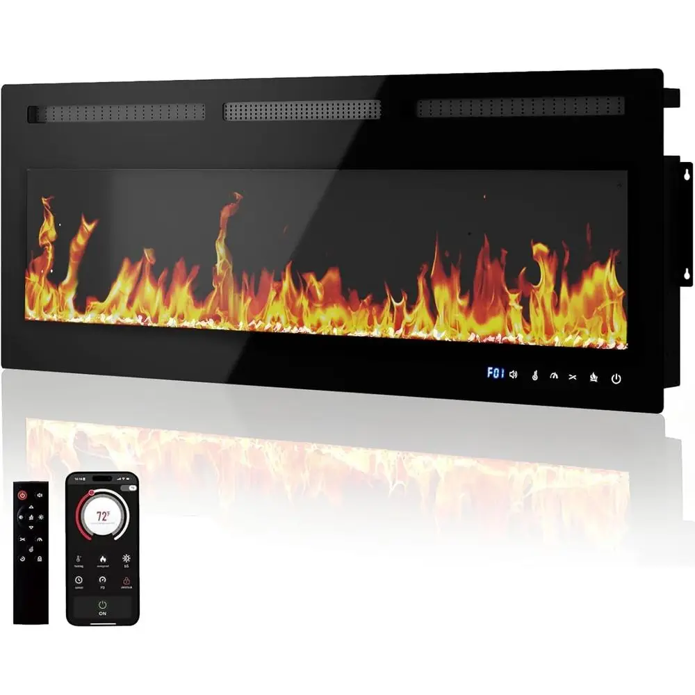 

Electric Fireplace Insert & Wall Mounted, Smart WiFi/Alexa Control, 1500/750w Heater, 12 Flame Colors, Remote, Timer, Upgrade Yo
