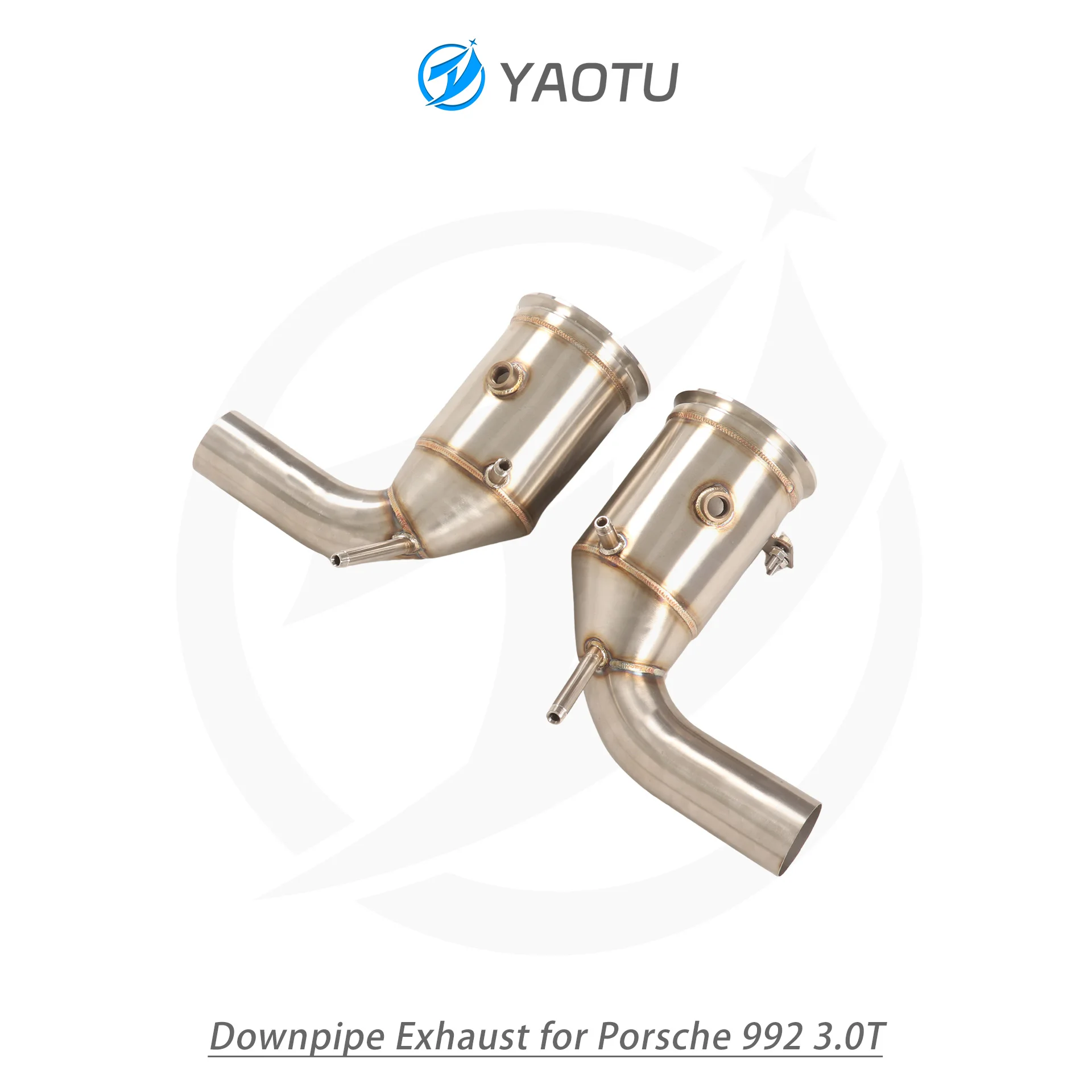 YT SS304 Straight-Through Downpipe with Brushed Finish Exhaust Pipes for Porsche 992 3.0T