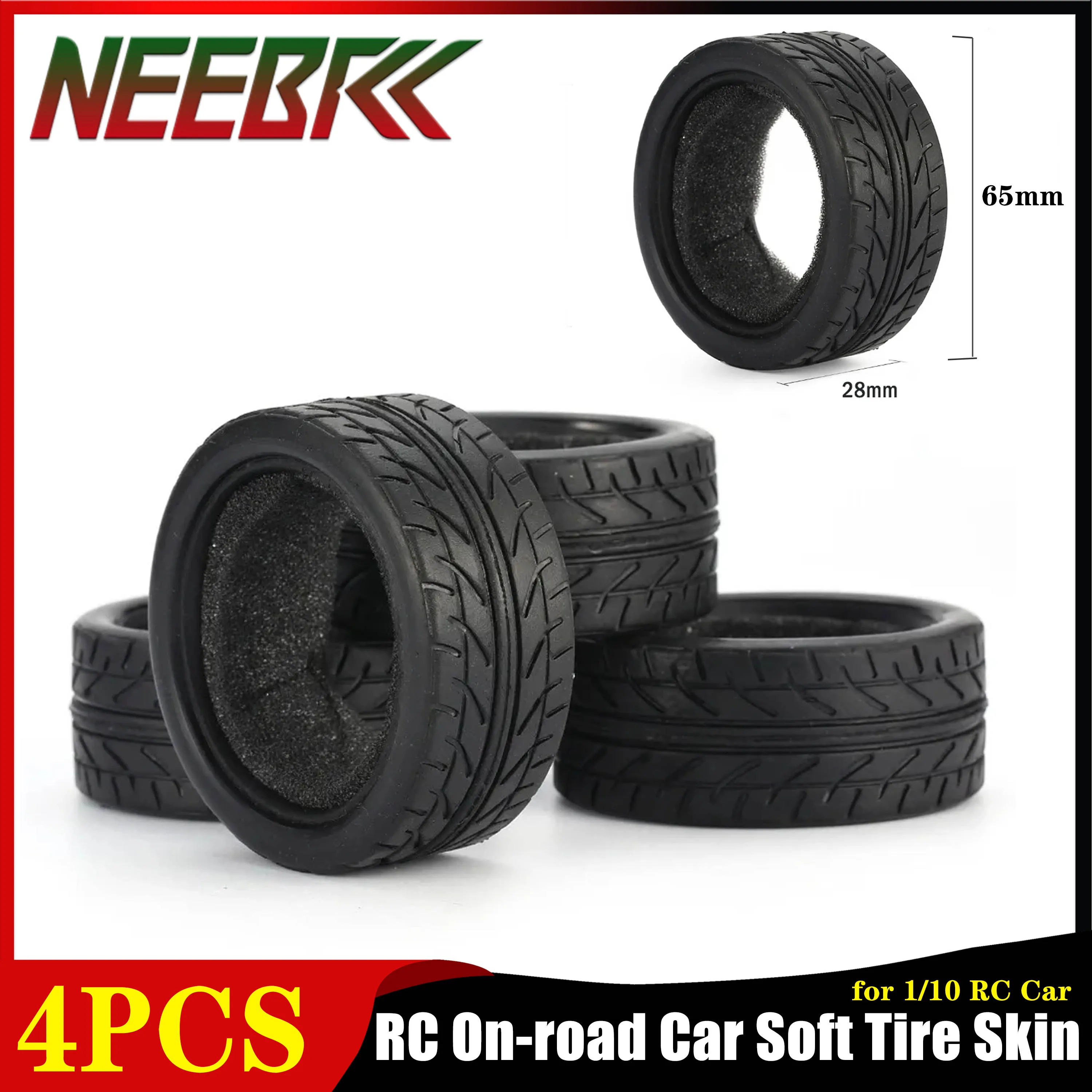 

4PCS 65mm RC On-road Car Rubber Soft Tire Skin Skidproof Wheel Tyre for 1/10 RC Car Traxxas Tamiya HPI Kyosho Racing Toy Parts
