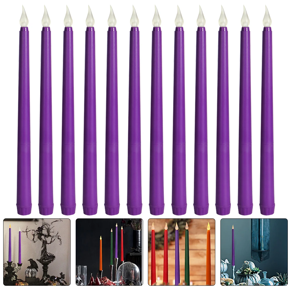 

12pcs Led Flameless Taper Candles Operated Simulated Light For Christmas Holiday Party Wedding Home Decoration