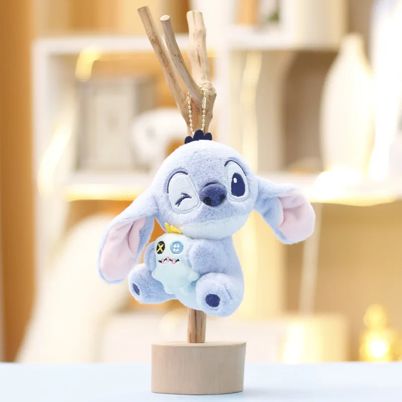 디즈니 스티치 봉제 인형, 귀여운 머리가 기울어진 스티치 봉제 인형, 사랑스러운 가방 참 열쇠고리, 생일/크리스마스 선물