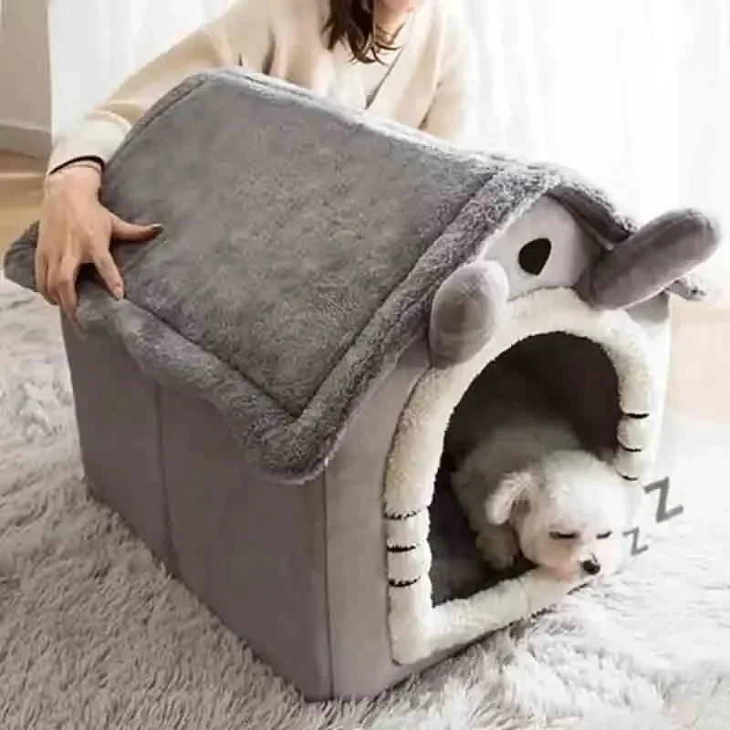 Indoor Warm Dog House Soft Pet Bed Tent House Dog Kennel Cat Bed Suitable Four Season Universal Removable and Washable Cushion