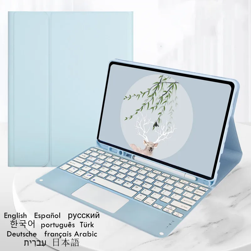 Funda con teclado inalámbrico para Samsung Galaxy Tab A7 de 10.4 pulgadas, teclado en ruso, coreano, español, hebreo y alemán.