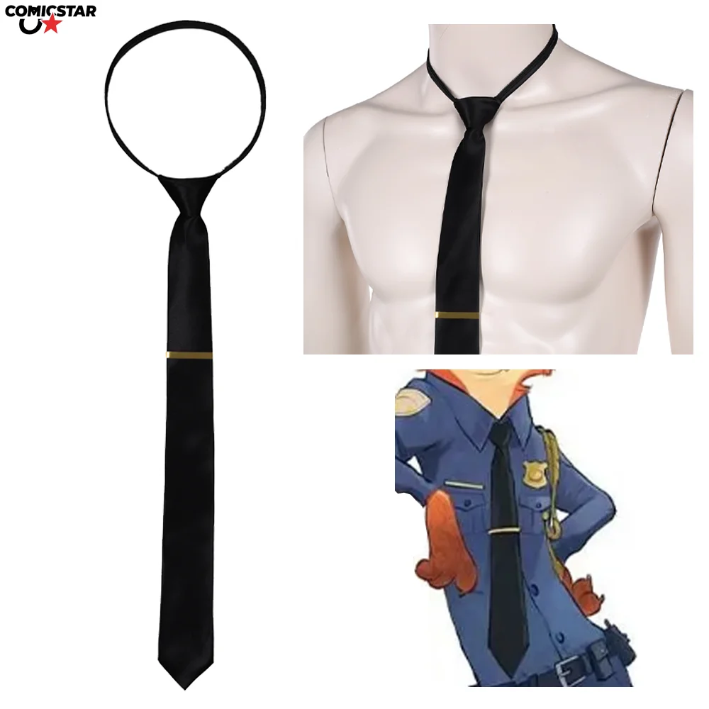

Cos ZOO Nick Cosplay Tie Costume Black Shiny Neck-hanging Tie Nicholas Wilde Fox Decorative Accessory for Formal Wear Halloween