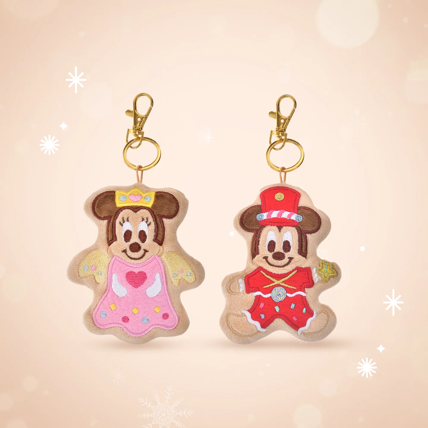 Disney Christmas Gingerbread Man Plush Keychain, Cute Holiday Decor Gift, Festive Xmas Stocking Stuffer Charm Ornament