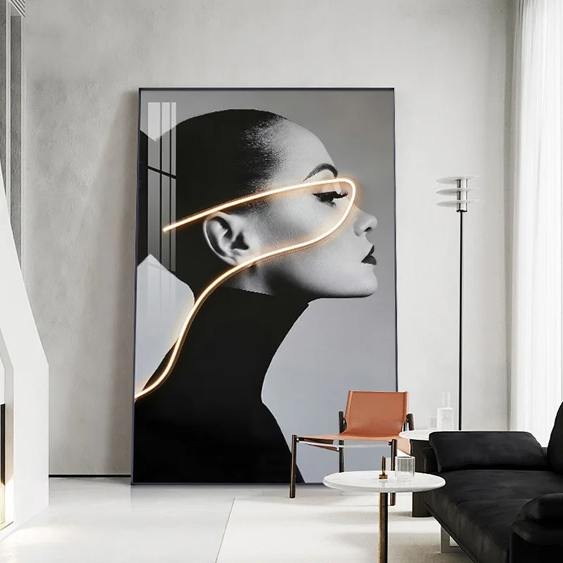 #Black And White Characters Modern Simplicity Living Room Sofa Background Wall Decoration Large Foyer Bedroom Hanging Paintings