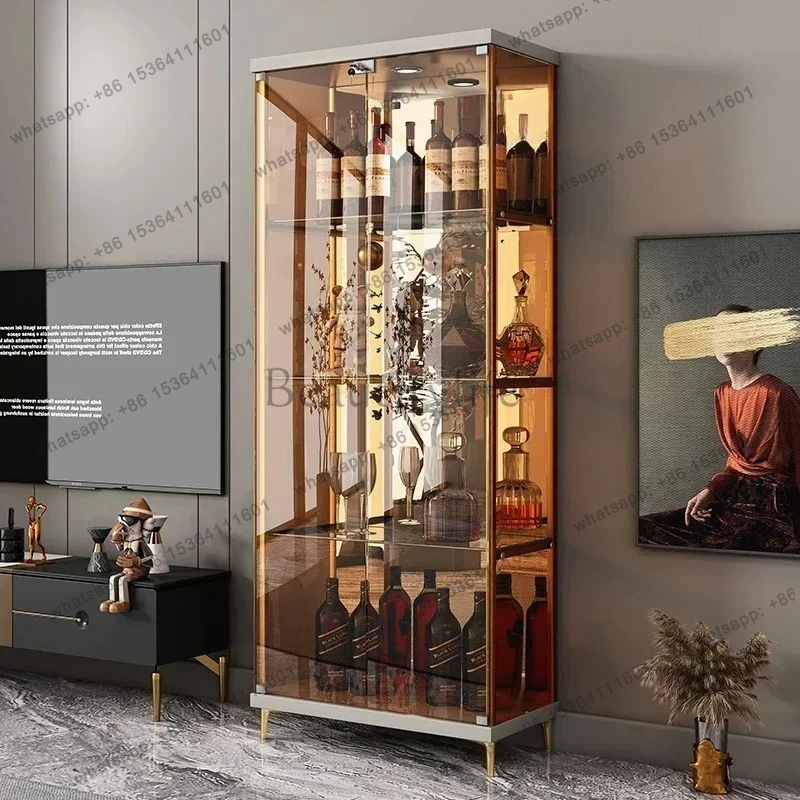 yj57 Wine Cabinet Home Wall Sideboard Store Display Cabinet Dining Room/Living Room Tempered Glass Cabinet