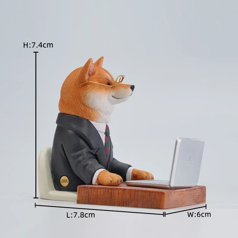 Creative Overwork Shiba Inu Resin Figurine, Office Desk Ornament Calm Mood Cute Dog Decor Gift. Funny Office Slacking Posture