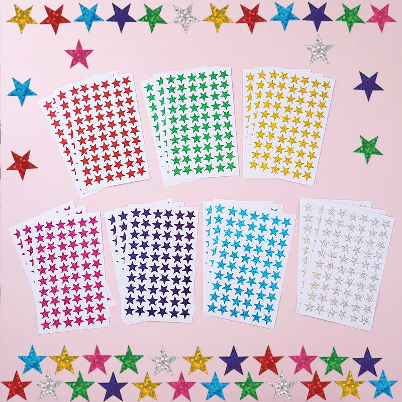 420Pcs Star Stickers Sparkly Holographic Glitter Sticker Kids Rewards For Calendar Students Classroom Office Supplies DIY