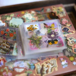 100pcs/pack Vintage Flowers Sticker Box Set Self-adhesive Creativity Collage Stationery Decor Junk Journal Aesthetics Sticker