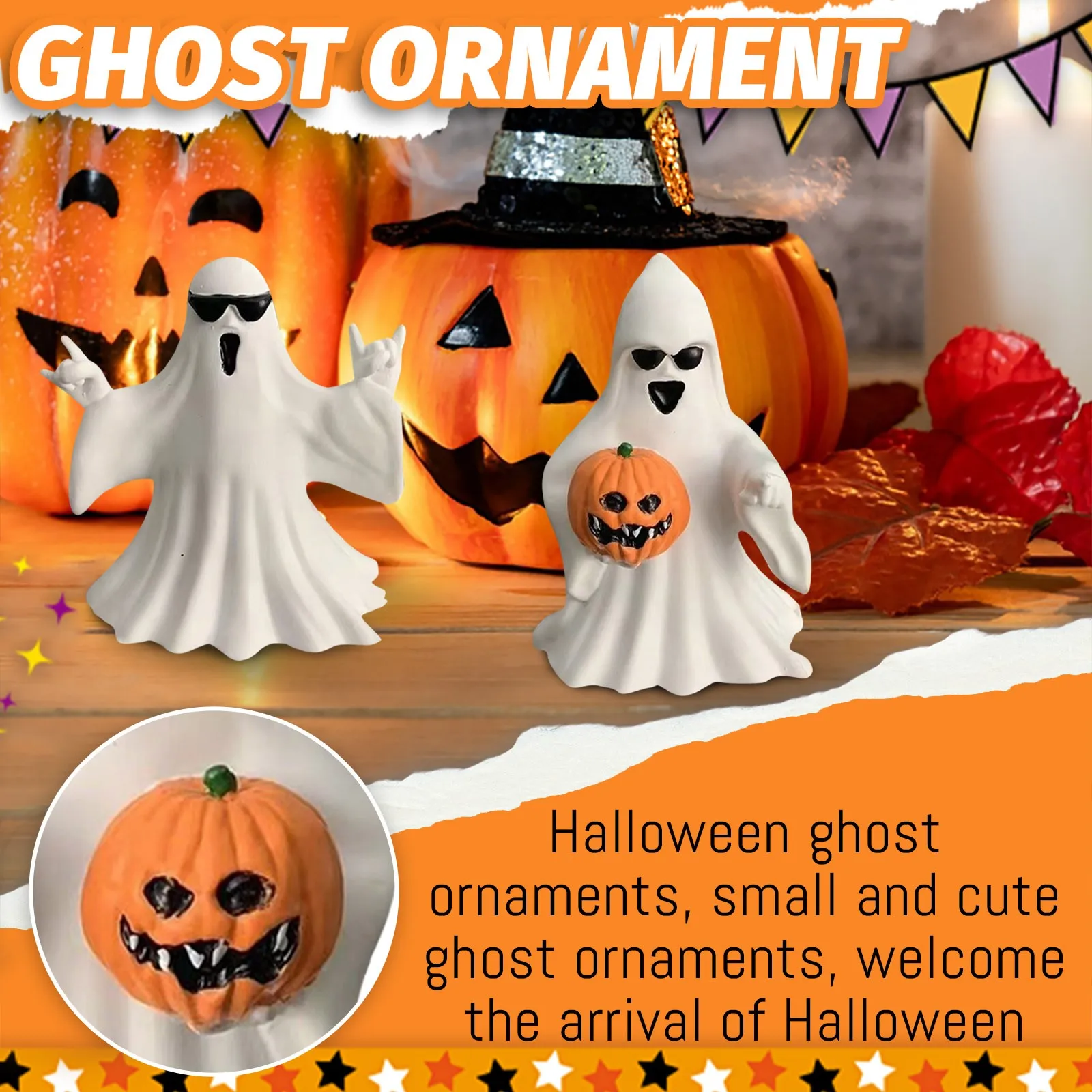 

2024 New Halloween Cute Ghost Decorations Resin Crafts Ornaments Haunted House Party Desktop Decoration