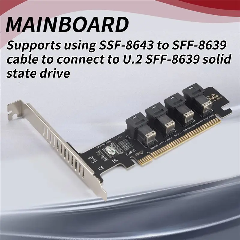 A23F-NGFF PCI-E 16X To 4 Ports U.2 NVME Split Expansion Card SFF-8639/8643 NVME PCIE SSD Adapter For Mainboard SSD
