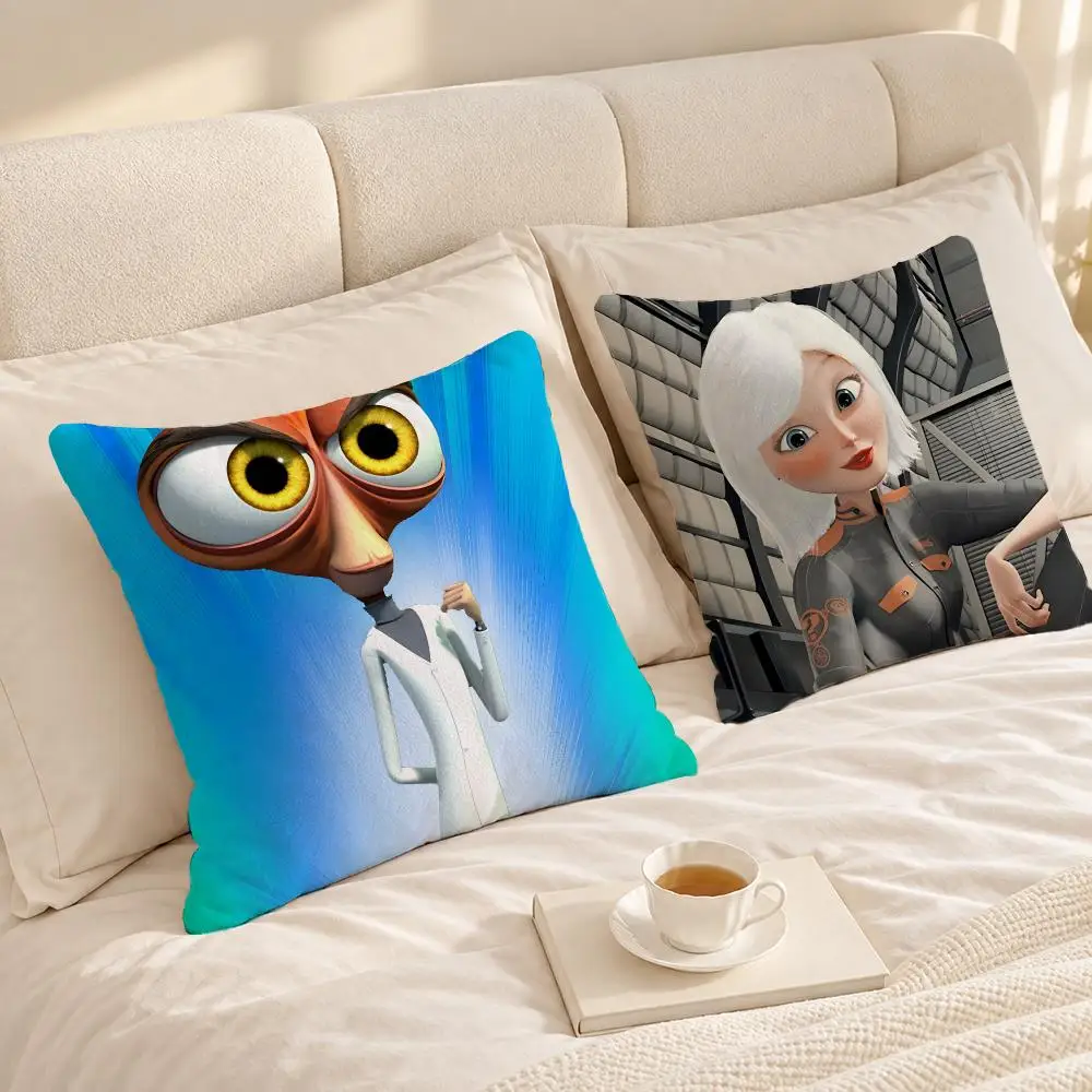 Cartoon Cute Kids M-Monsters vs. Aliens Cushion Cover Soft Short Plush throw pillow Sofa Bedroom Den Car Dorm Decor Gifts