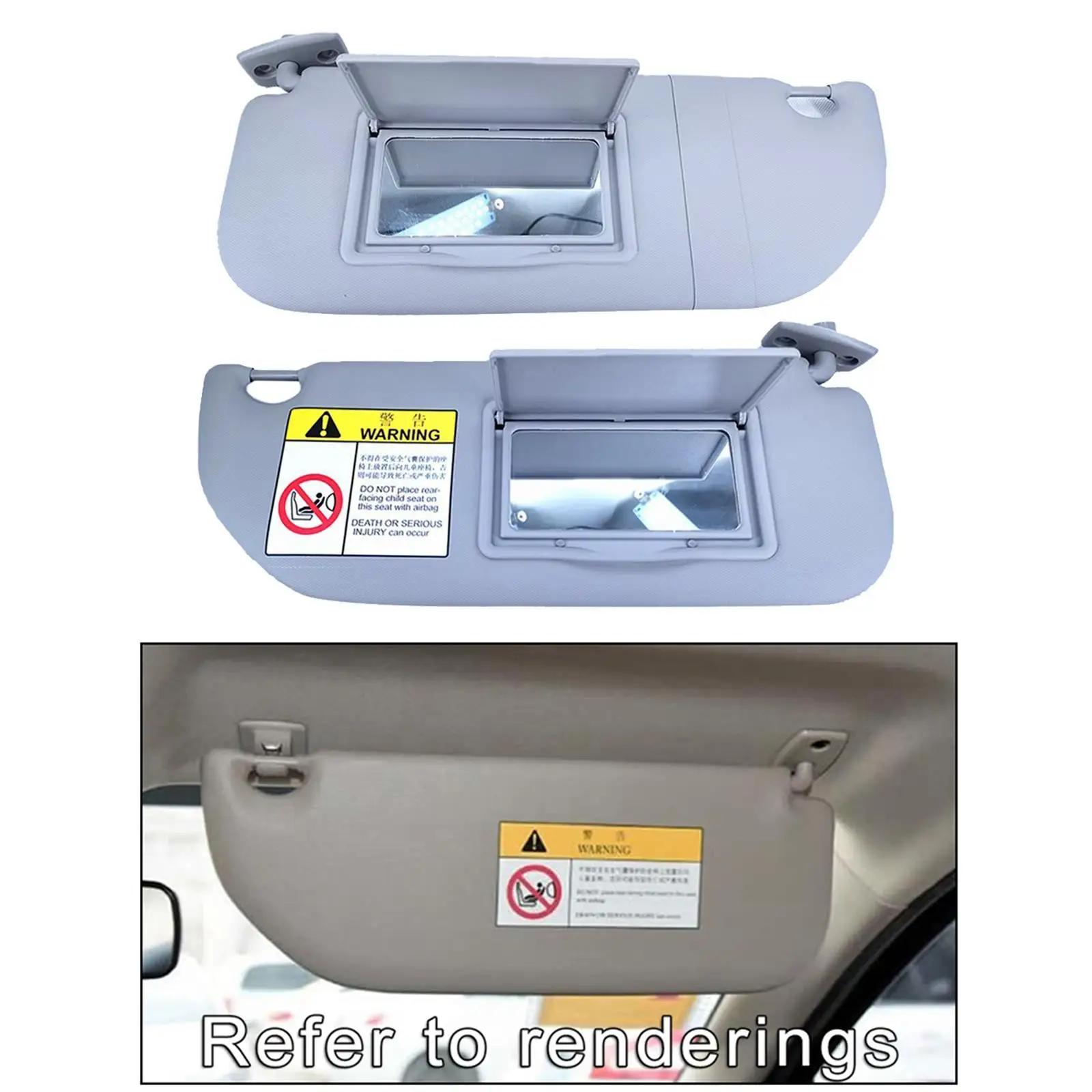 

Car Right Driver Side Vanity Sun Visor Gray Plastic Shade Mirror Interior for Peugeot