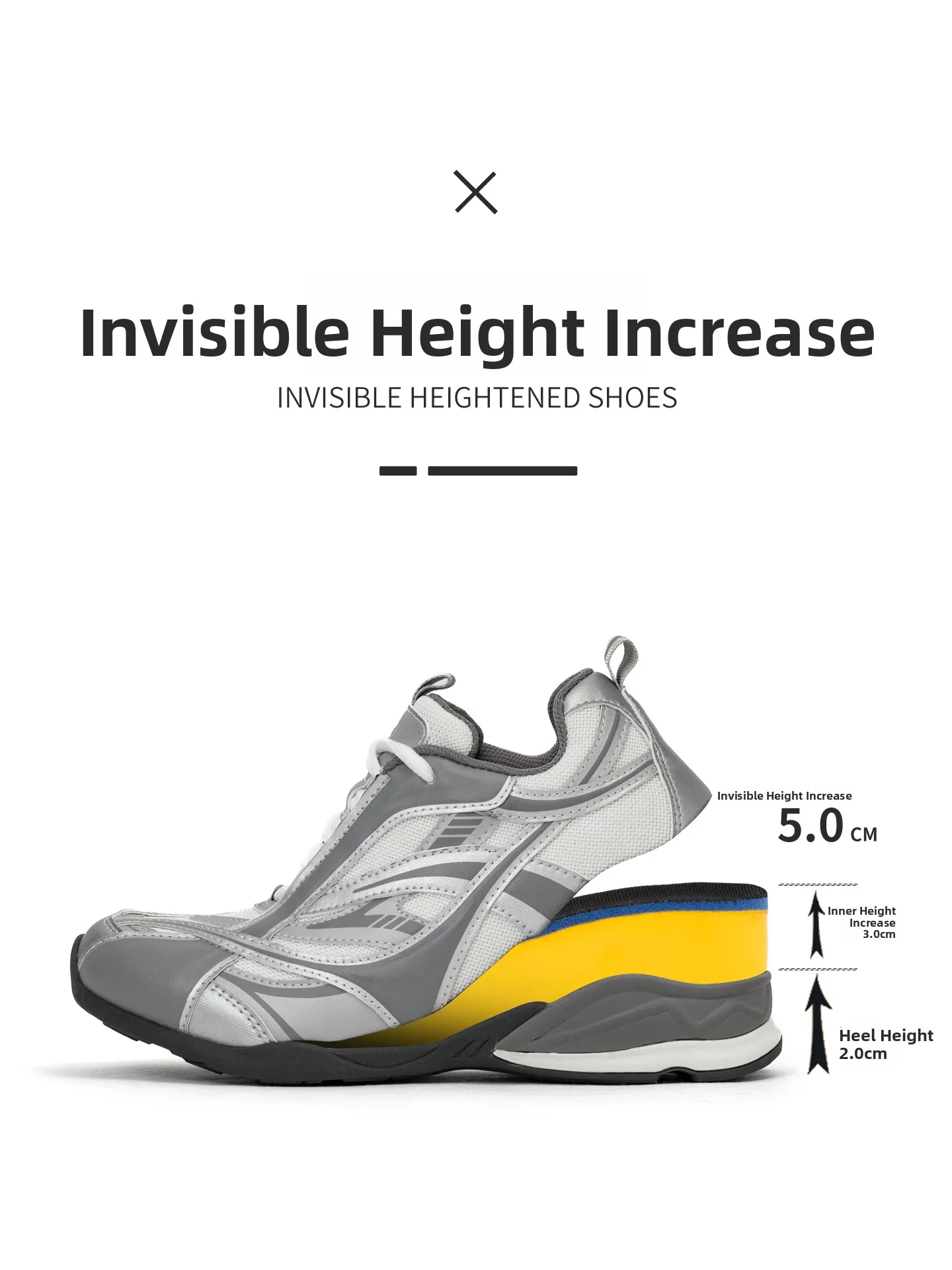 Silver Outdoor Hiking Mountaineering Shoes Men's Summer Mesh 5cm Heightening De Xin Casual Thick Bottom Dad Shoes Women