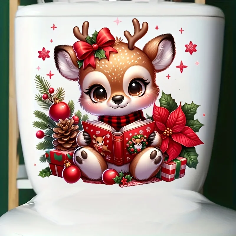 1pcs Christmas Camel Stickers - Animal Patterns, Ceramic Surface Self Adhesive Bathroom Decoration, Home Wall Toilet Water Tank