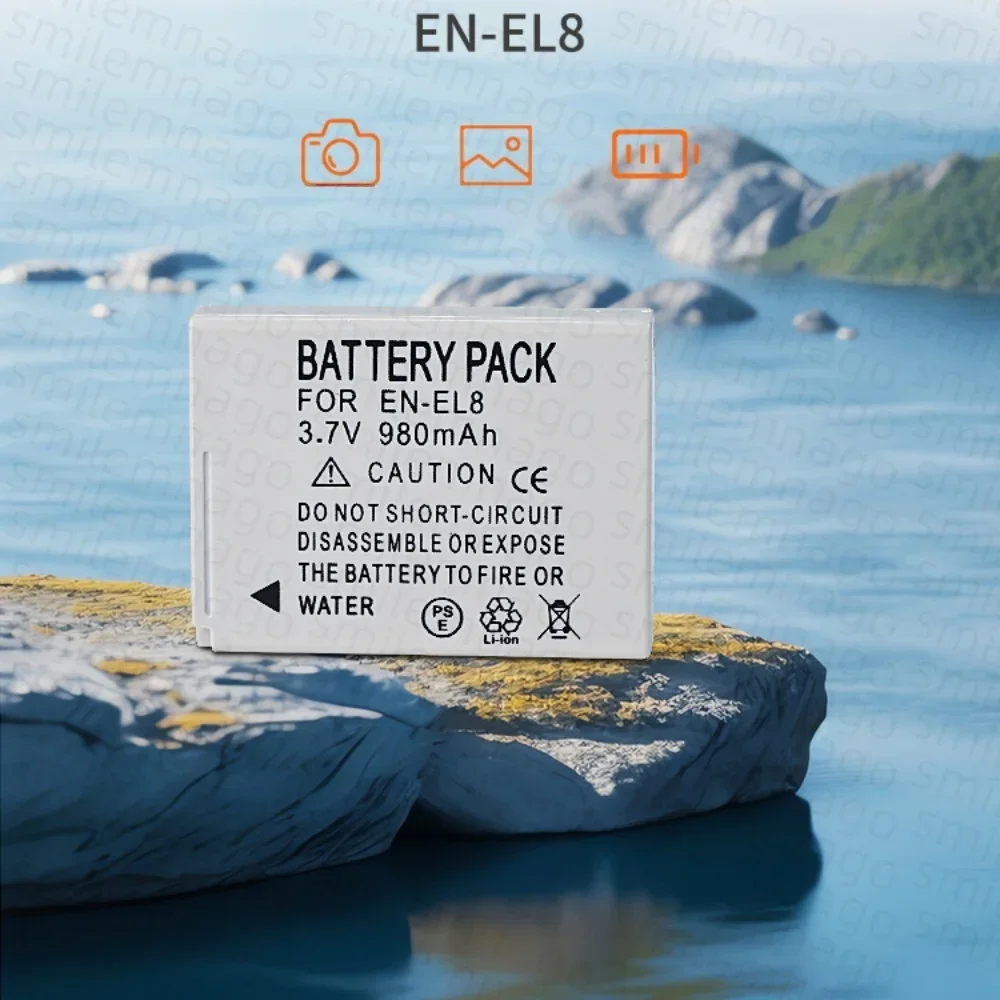 3.7V 980mAh EN-EL8 battery suitable for Nikon S1 S2 S3 P1 P2 S51 S50 S52 L2 S5 S6 S7