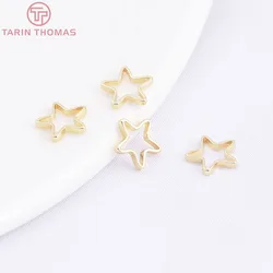 (3580)20PCS 7.5x7MM 24K Gold Color Plated Brass Star Shape Closed Rings High Quality Diy Jewelry Making Accessories