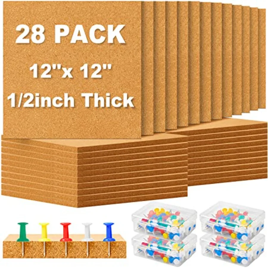 

Квадратные пробковые плитки-доски 12x12 дюймов, толщиной 0,5 дюйма, для заметок, оптом, с кнопками, мини, натуральные, самоклеящиеся