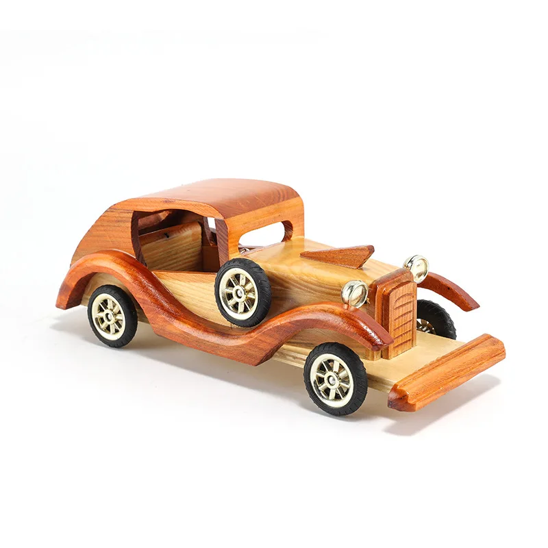 Mini 12 Inch Retro Vintage Car Ornaments European Style Creative Home Desktop Decoration Model Wooden Handicrafts Holiday Gift