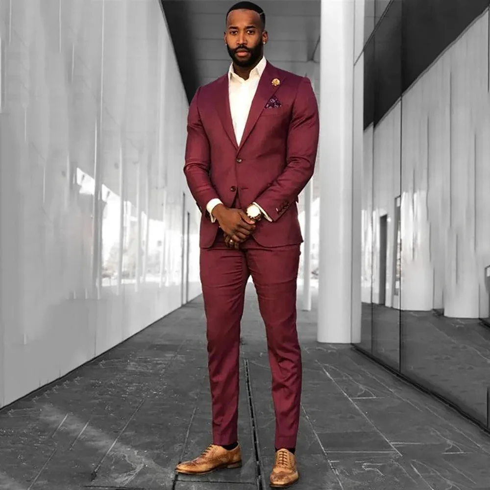 

Jacket Trousers Men's Fashionable Gentleman Business Casual Solid Color Banquet Custom Casual Wedding Suits Roupas Masculino