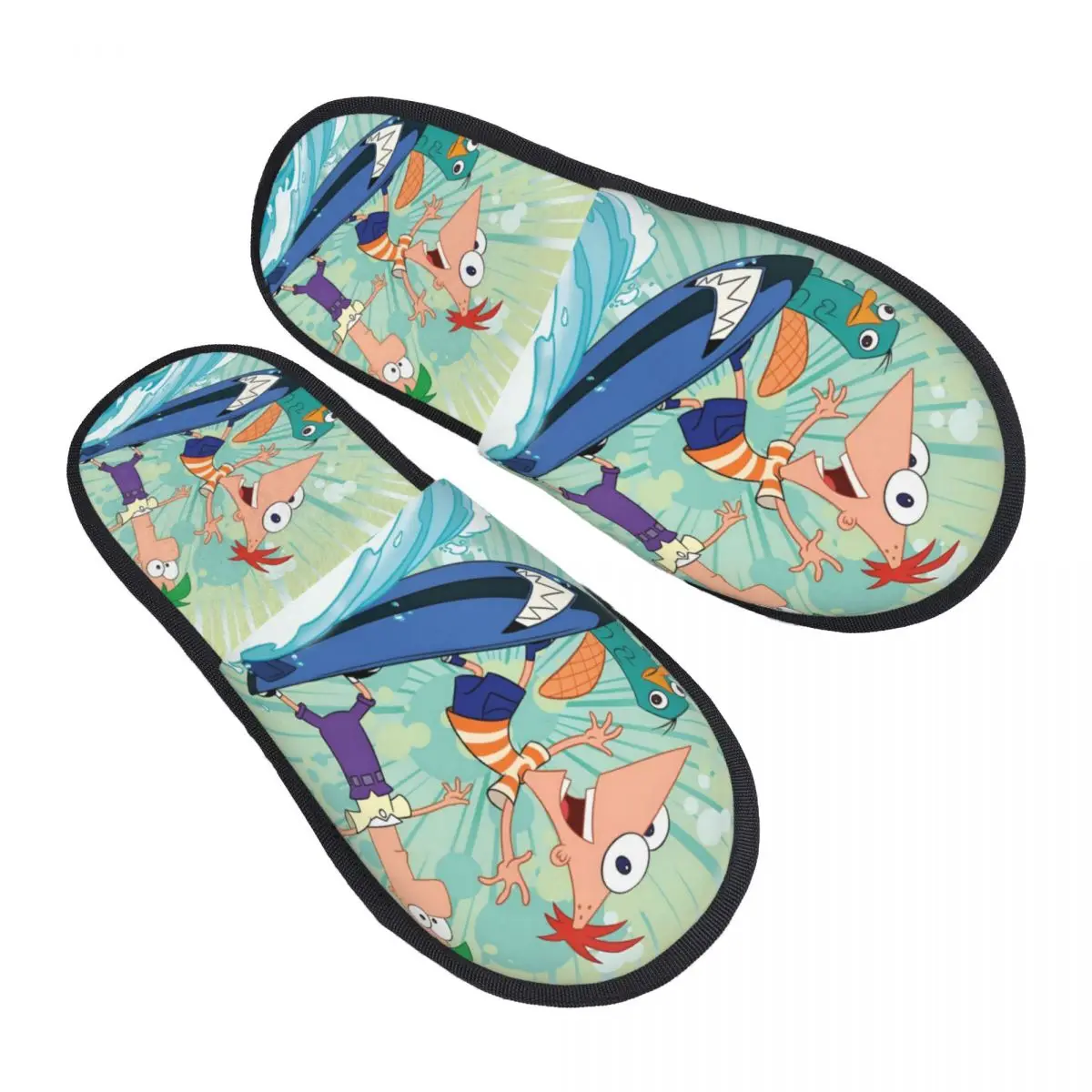 

Custom Perry The Platypus Memory Foam Slippers Women Comfy Warm Phineas and Ferb House Slippers