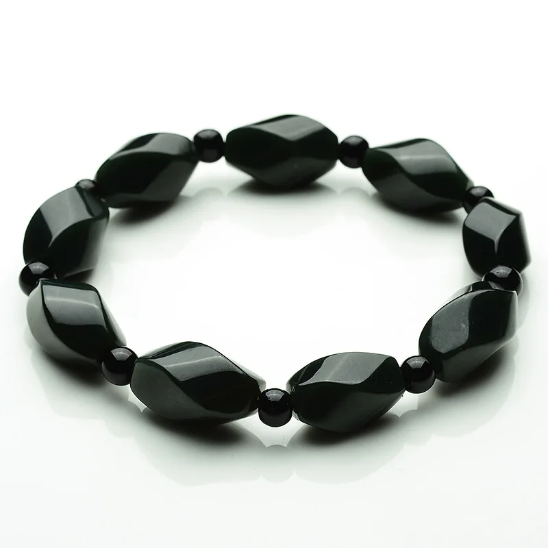 Dark Direct Selling Hetian Gray Bracelet Prism Beads Jade