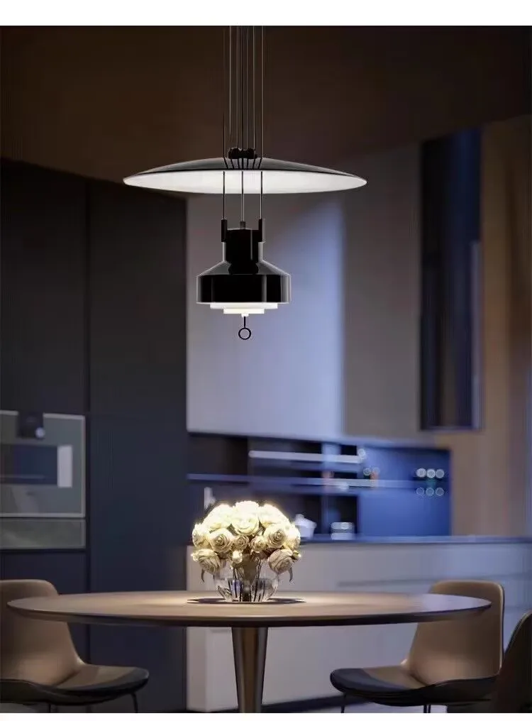 Restaurant hanging lights, stretchable bar lights, retro UFO retractable lights, adjustable pull ring lights