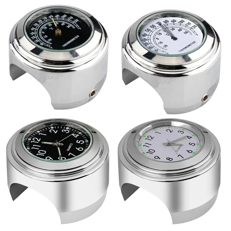 Image of 22-25mm Wasserdichte Motorrad-Lenkeruhr & Temperaturanzeige Universelles Zweirad-Modifikationszubehör