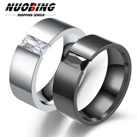 Black And White Never Fading Women's Ring Round Zircon Crystal Ring Bride Promise Engagement Wedding Ring Gift Jewelry