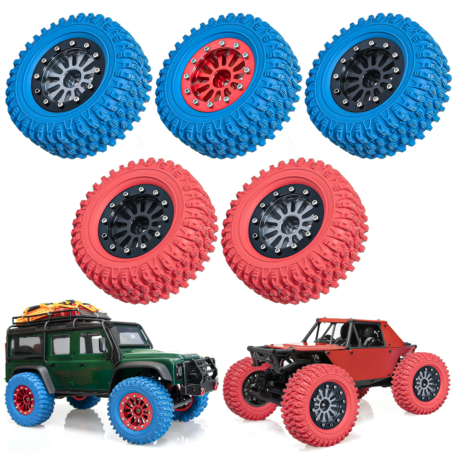 

Aluminum Alloy 1.3" Inch Beadlock Wheel Rim Tire 1.45" Crawler Tires Colored for 1/18 1/24 TRX4M SCX24 Fms24 Rc Crawler Car Tire
