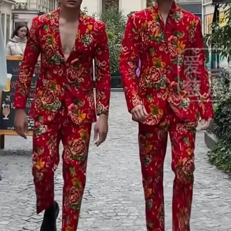 The new northeast flower suit men and women with the same fashion trend suit