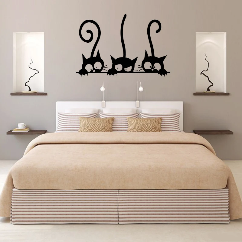 3d Effect Animal Wall Sticker Home Decor Removable Wall Sticker Whimsical Popular Pvc Window Decal Cat Lovers' Favorite Playful