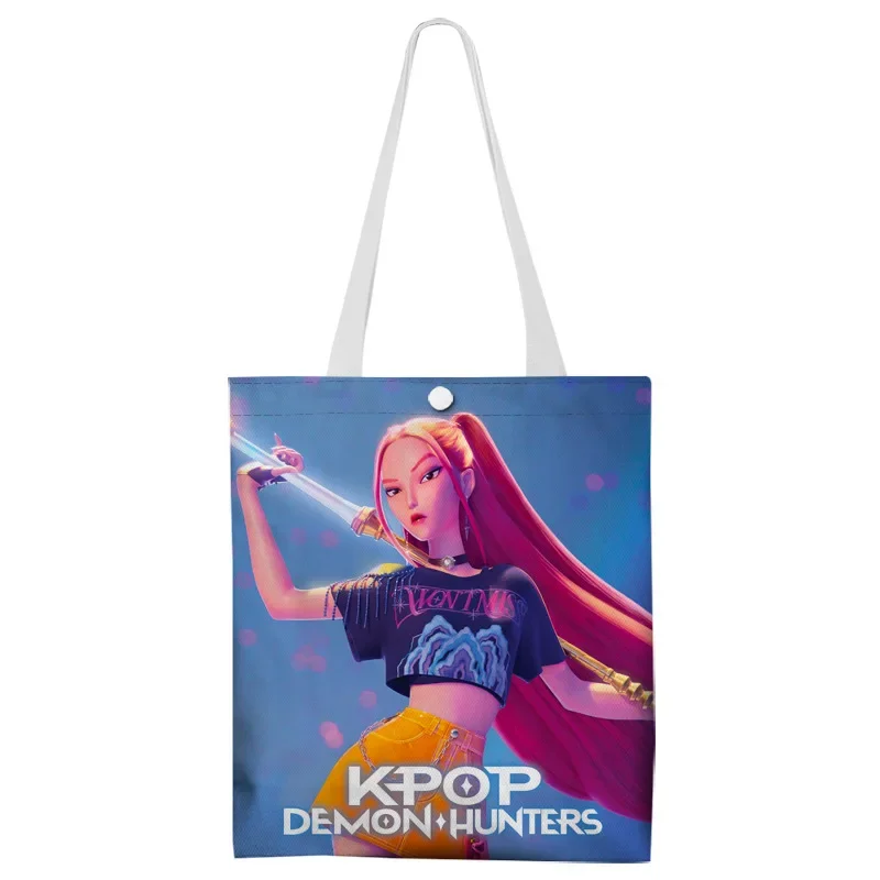 

NEW Anime KPop Demon Hunters Women Canvas Handbag Anime Cartoon Rumi Mira Zoey Portable Shopping Bag Girl's Casual Shoulder Bag