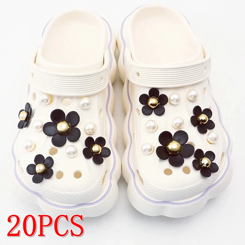 1 Set Pearl Flower Shoe Charms 3D Detachable Buckle Set Pearl Chain Shoe Decorations DIY Detachable Buckle Shoes Accessories