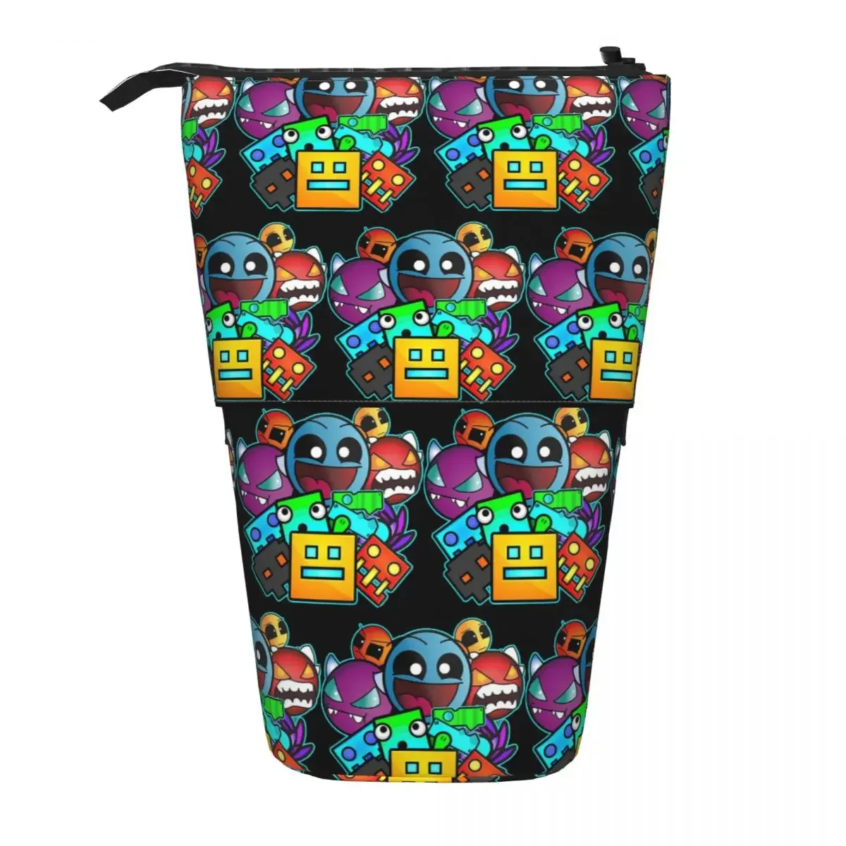 Geometry Dash Game Music Cute Geometric Reversible Pencil Case for Boy Girl School Pen Box Pencil Bag Stationery Supplies